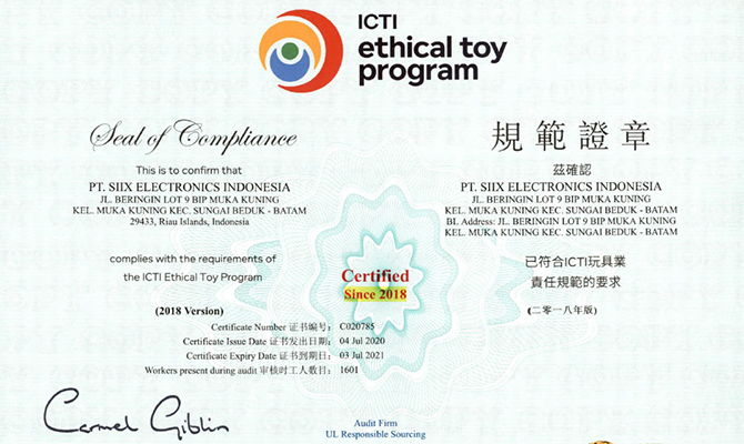 ICTI(Ethical Toy Program) Certification